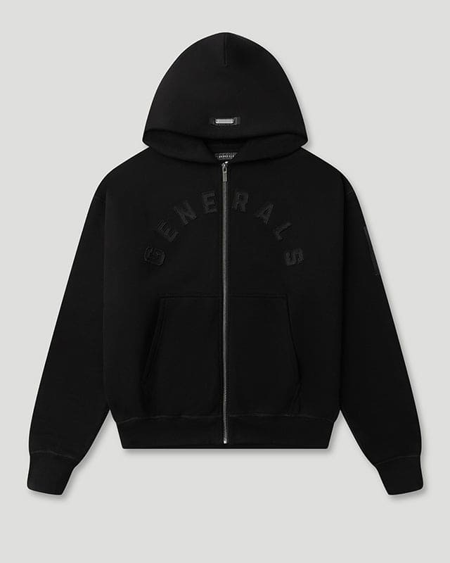 Generals Oversized Zip Hoodie Jet Black