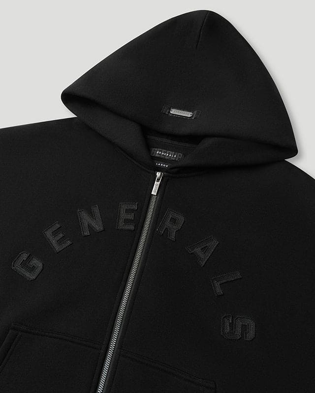 Generals Oversized Zip Hoodie Jet Black