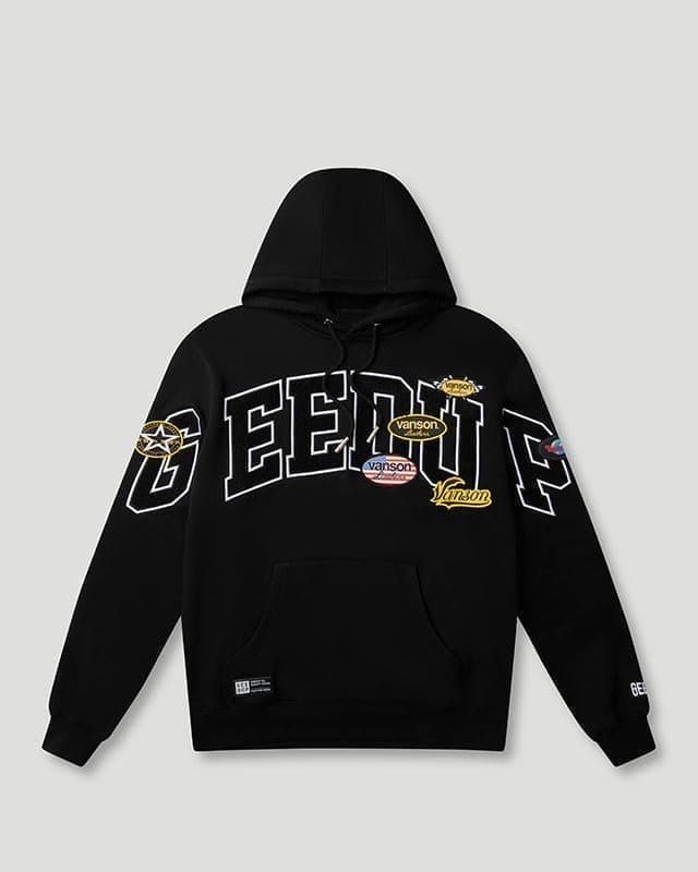 Team Logo x Vanson Hoodie Black