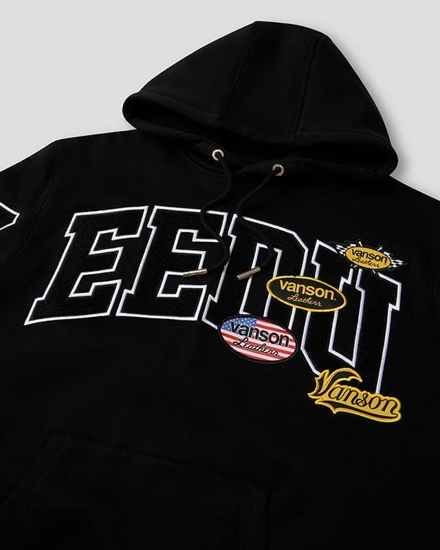 Team Logo x Vanson Hoodie Black