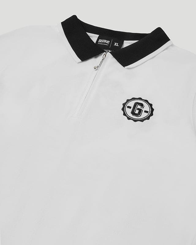 Cursive Pique Polo White