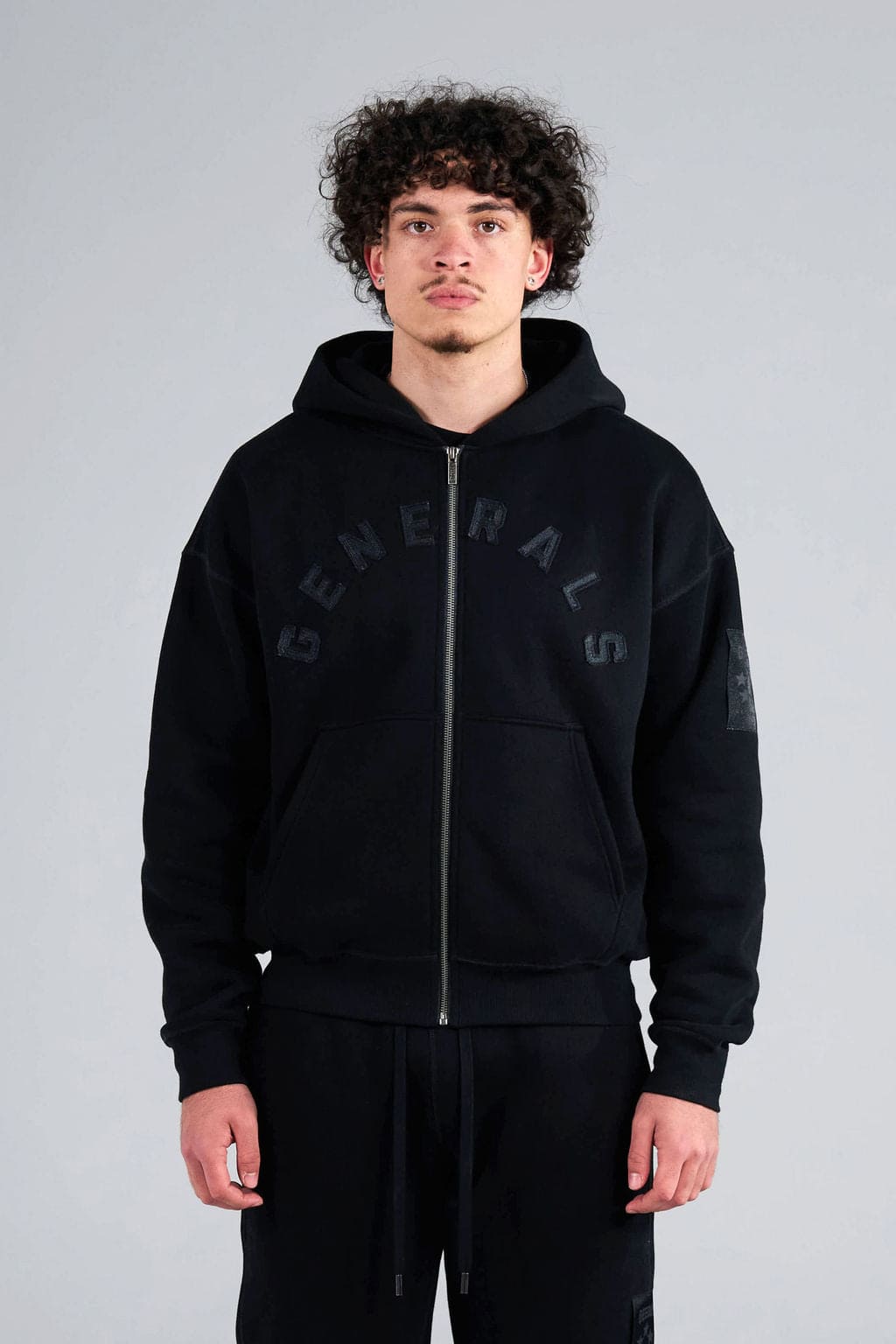 Generals Oversized Zip Hoodie Jet Black